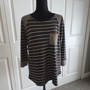 Striped Black and Tan Women's Top